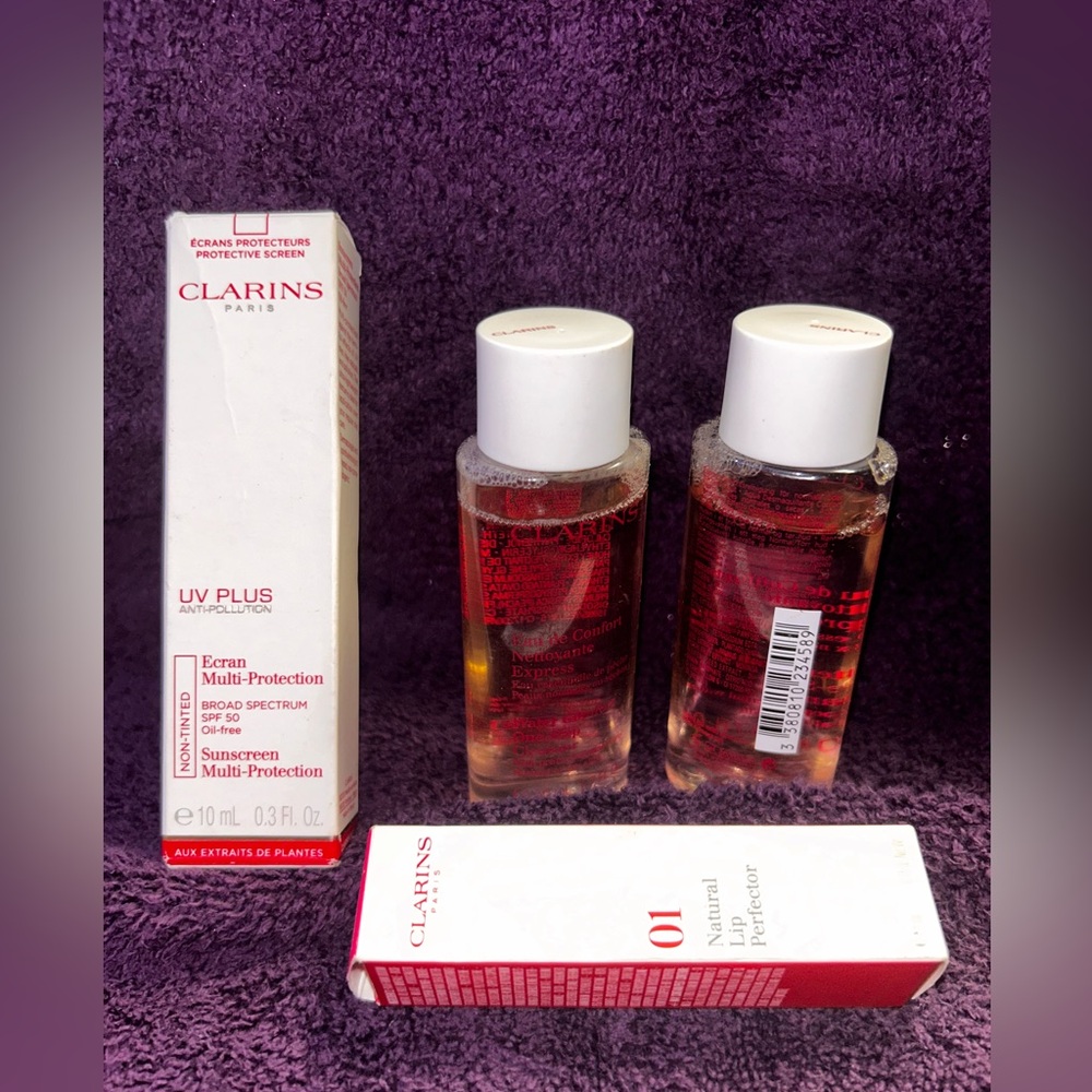 CLARINS Paris Skin Care Lot UV Plus Natural Lip Protect Cleanser Water Comfort